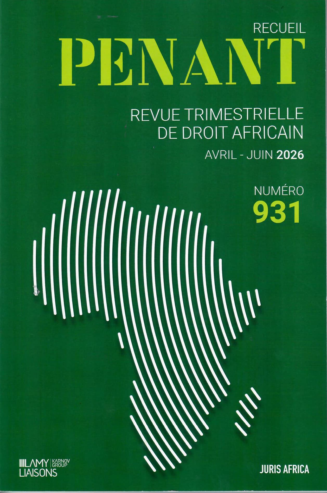 Nouveau numéro du PENANT n° 931 – Avril–Juin 2026